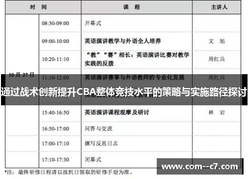 通过战术创新提升CBA整体竞技水平的策略与实施路径探讨